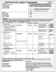 Certificate of Insurance